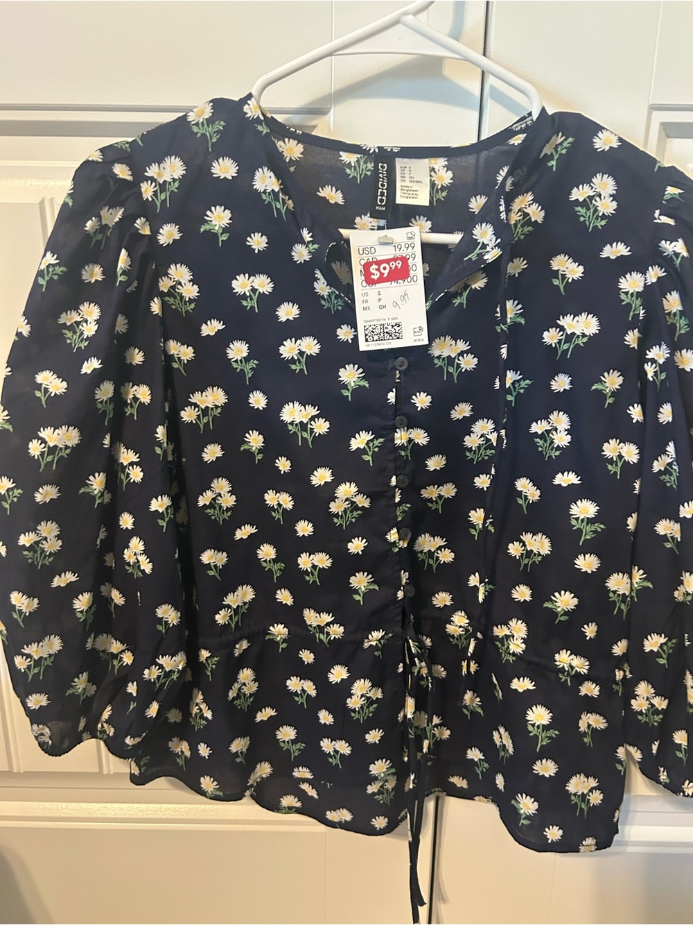 Divided Navy Daisy Print Blouse